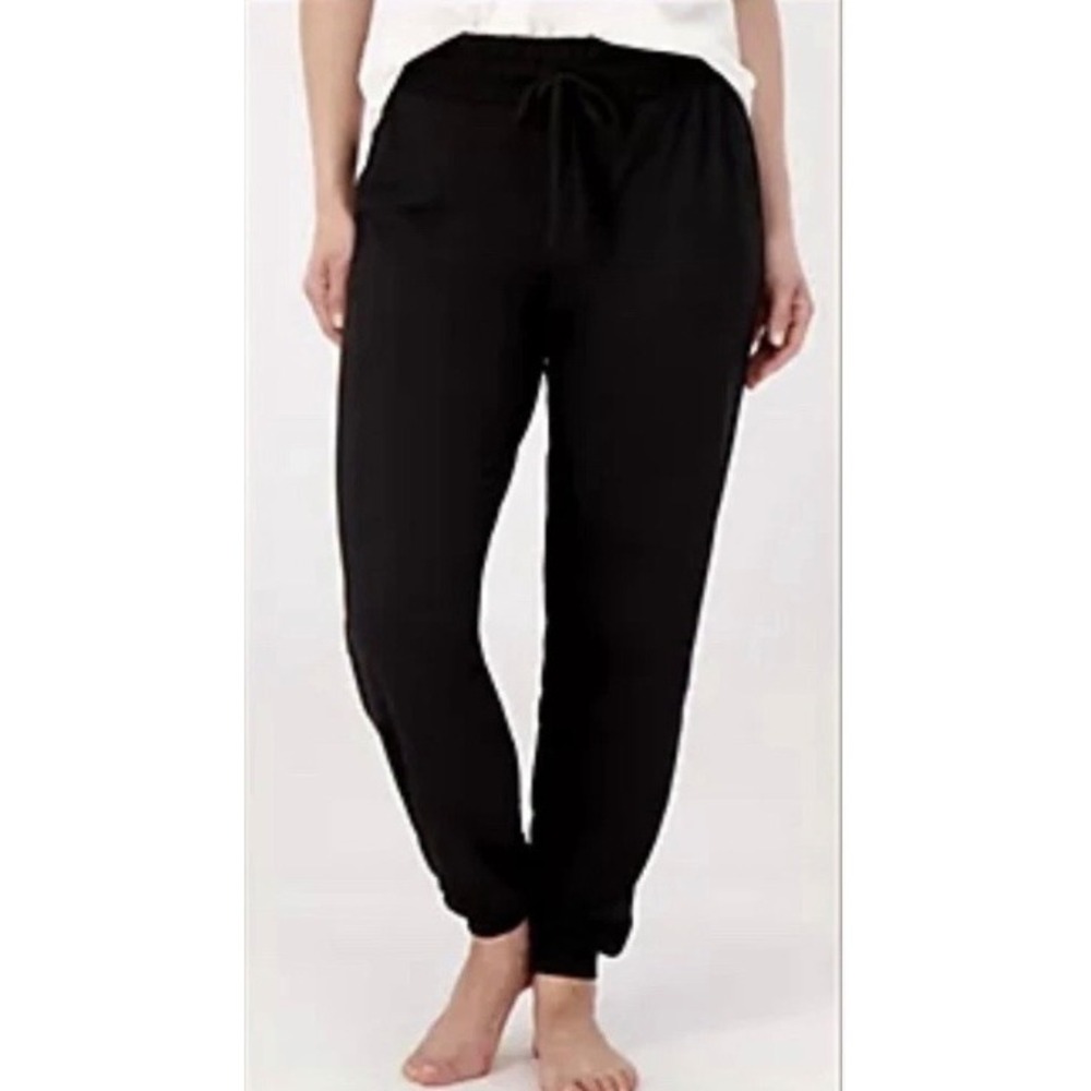 AnyBody Women's Knit Jogger Pants Petite 1X Black Elastic Waist Cozy Soft NWOT